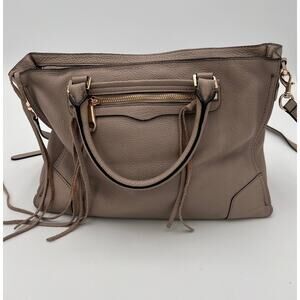 Rebecca Minkoff Regan Satchel Taupe Gray Leather Tassel Shoulder Crossbody Bag